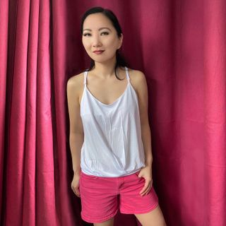 noflik 민소매 스트랩 블라우스-Dressy Tops Summer Spaghetti Strap Tank Tops — 4점을 준 리뷰어가 2021년 8월 올린 사용 사진