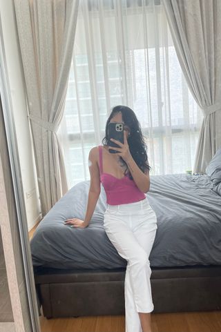 [캔마트]Perfect Pants40verSummer 면 MA05137 Ivory / Black A 쇼트 타입 / B 롱 타입 — 4.5점을 준 리뷰어가 2021년 8월 올린 사용 사진