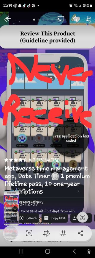 도트타이머 Metaverse time management app, Dote Timer ⏲️ 1 premium lifetime pass, 10 one-year subscriptions — 1점을 준 리뷰어가 2023년 9월 올린 사용 사진