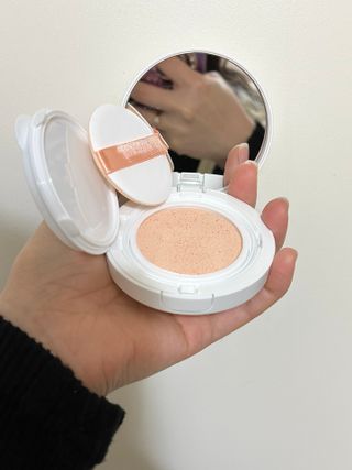 TONEfitSUN 쿠션 12g 비건 톤업 선쿠션 한국산 SPF 50+/ PA++++ — 5점을 준 리뷰어가 2023년 2월 올린 사용 사진
