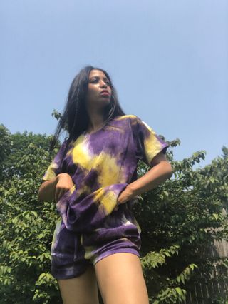 noflik Tie Dye Short Set-여성용 타이 다이 라운지 세트 — 5점을 준 리뷰어가 2021년 7월 올린 사용 사진