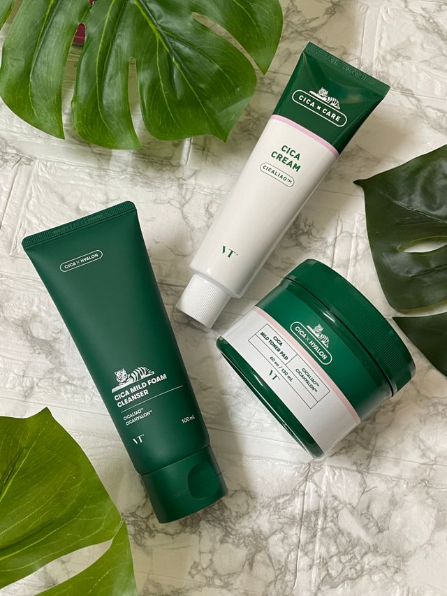 VTCosmetics 시카 마일드 토너 패드 (60매) &amp; 시카 폼 클렌저(10.1 fl oz) &amp; 시카 크림(10.1 fl oz) 리뷰 사진