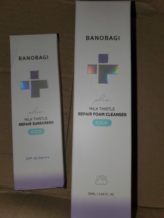 바노바기 코스메틱 바노바기 밀크씨슬 리페어 시카 폼 클렌저 플러스 120ml + 선스크린 플러스 50ml — 5점을 준 리뷰어가 2023년 8월 올린 사용 사진