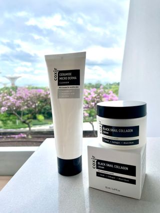 COXIR 블랙 스네일 콜라겐 크림 50ml &amp; 세라마이드 마이크로 더마 클렌저 120ml — 4점을 준 리뷰어가 2021년 8월 올린 사용 사진