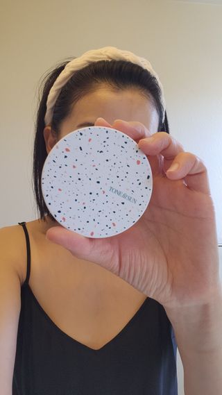 TONEfitSUN 쿠션 12g 비건 톤업 선쿠션 한국산 SPF 50+/ PA++++ — 4점을 준 리뷰어가 2023년 2월 올린 사용 사진