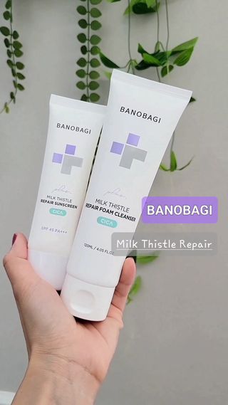 바노바기 코스메틱 바노바기 밀크씨슬 리페어 시카 폼 클렌저 플러스 120ml + 선스크린 플러스 50ml — 5점을 준 리뷰어가 2023년 8월 올린 사용 사진