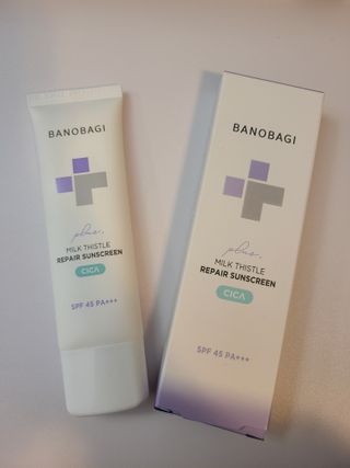 바노바기 코스메틱 바노바기 밀크씨슬 리페어 시카 선스크린 플러스 50ml — 4점을 준 리뷰어가 2023년 9월 올린 사용 사진