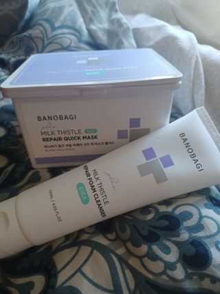 바노바기 코스메틱 바노바기 밀크씨슬 리페어 시카 폼 클렌저 플러스 120ml + 퀵 마스크 플러스 30매 — 4점을 준 리뷰어가 2023년 8월 올린 사용 사진
