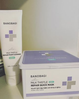 바노바기 코스메틱 바노바기 밀크씨슬 리페어 시카 폼 클렌저 플러스 120ml + 퀵 마스크 플러스 30매 — 5점을 준 리뷰어가 2023년 8월 올린 사용 사진