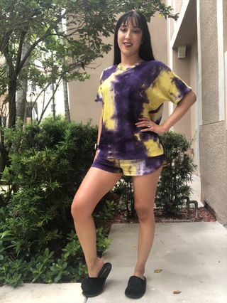 noflik Tie Dye Short Set-여성용 타이 다이 라운지 세트 — 3점을 준 리뷰어가 2021년 7월 올린 사용 사진