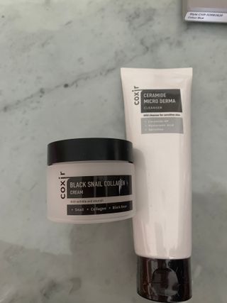 COXIR 블랙 스네일 콜라겐 크림 50ml &amp; 세라마이드 마이크로 더마 클렌저 120ml — 5점을 준 리뷰어가 2021년 8월 올린 사용 사진