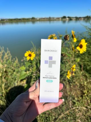 바노바기 코스메틱 바노바기 밀크씨슬 리페어 시카 선스크린 플러스 50ml — 5점을 준 리뷰어가 2023년 9월 올린 사용 사진