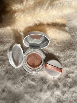 TONEfitSUN 쿠션 12g 비건 톤업 선쿠션 한국산 SPF 50+/ PA++++ — 5점을 준 리뷰어가 2023년 2월 올린 사용 사진