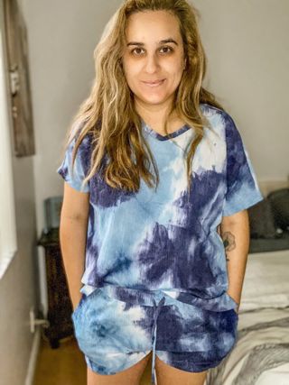 noflik Tie Dye Short Set-여성용 타이 다이 라운지 세트 — 3.5점을 준 리뷰어가 2021년 7월 올린 사용 사진
