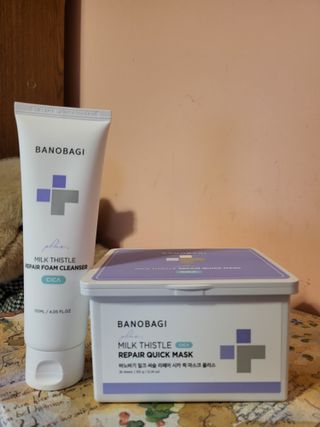 바노바기 코스메틱 바노바기 밀크씨슬 리페어 시카 폼 클렌저 플러스 120ml + 퀵 마스크 플러스 30매 — 4.5점을 준 리뷰어가 2023년 8월 올린 사용 사진