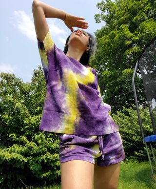 noflik Tie Dye Short Set-여성용 타이 다이 라운지 세트 — 5점을 준 리뷰어가 2021년 7월 올린 사용 사진