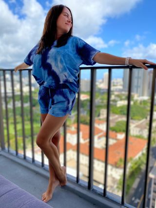 noflik Tie Dye Short Set-여성용 타이 다이 라운지 세트 — 4점을 준 리뷰어가 2021년 8월 올린 사용 사진