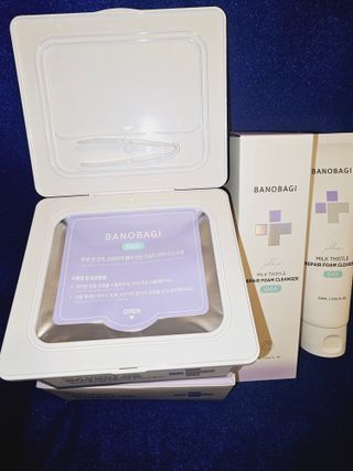 바노바기 코스메틱 바노바기 밀크씨슬 리페어 시카 폼 클렌저 플러스 120ml + 퀵 마스크 플러스 30매 — 4점을 준 리뷰어가 2023년 8월 올린 사용 사진