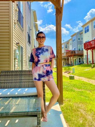 noflik Tie Dye Short Set-여성용 타이 다이 라운지 세트 — 5점을 준 리뷰어가 2021년 7월 올린 사용 사진